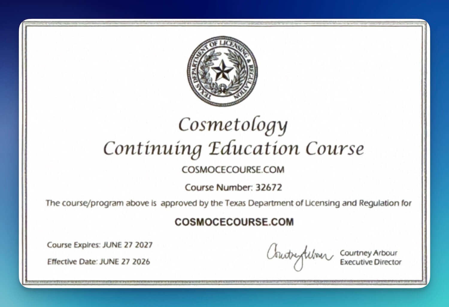 TDLR 4hr Cosmo Course